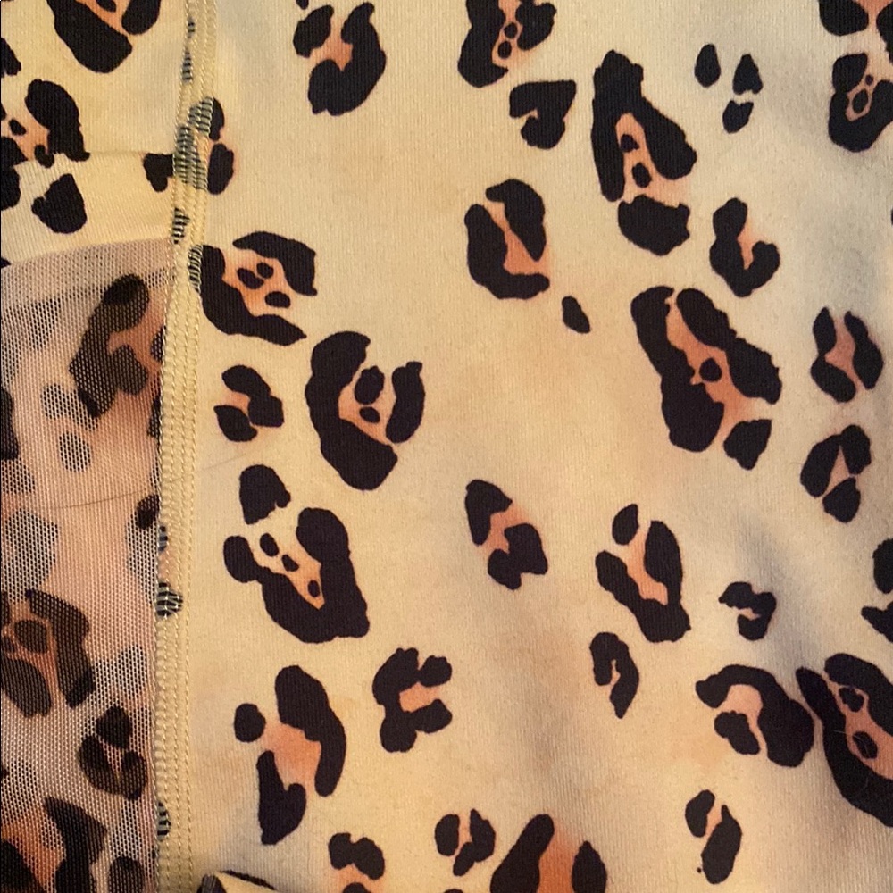 2 piece Fabletics Leopard Print Mesh Top pant
